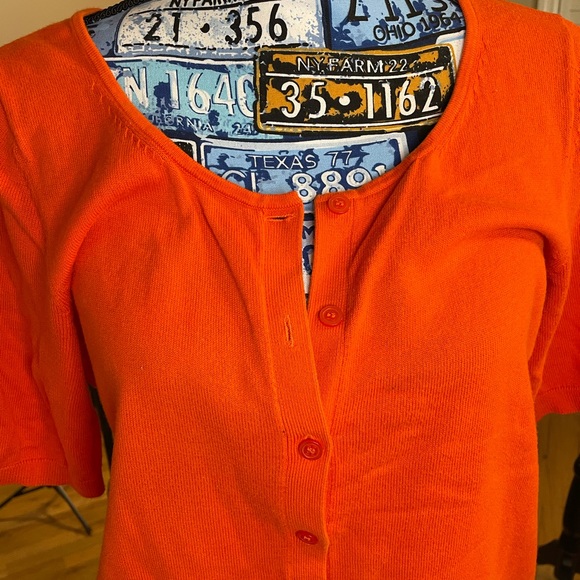Orange Short Sleeve Cardigan - Picture 2 of 4